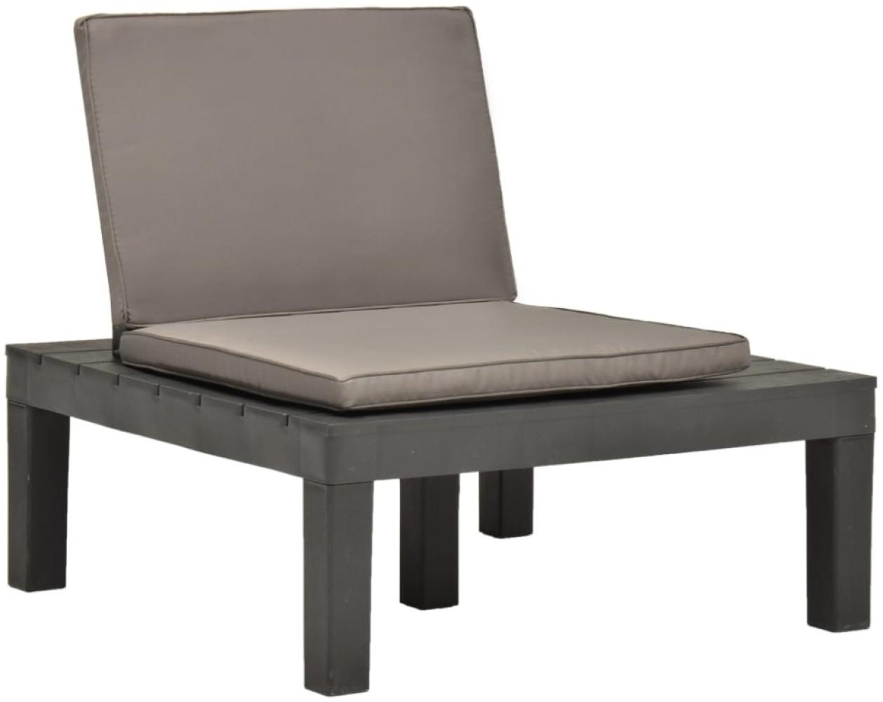 Garten-Lounge-Stuhl mit Sitzpolster Kunststoff Anthrazit Bild 1