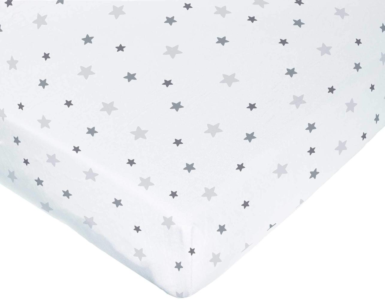 Domiva Spannbettlaken, bedruckt, Sterne, Weiß, 70 x 140 cm, Grau Bild 1
