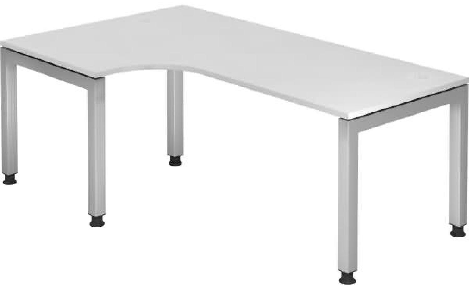 Winkeltisch JS82 U-Fuß / 5-Fuß eckig 200x120cm 90° Weiß Gestellfarbe: Silber Bild 1