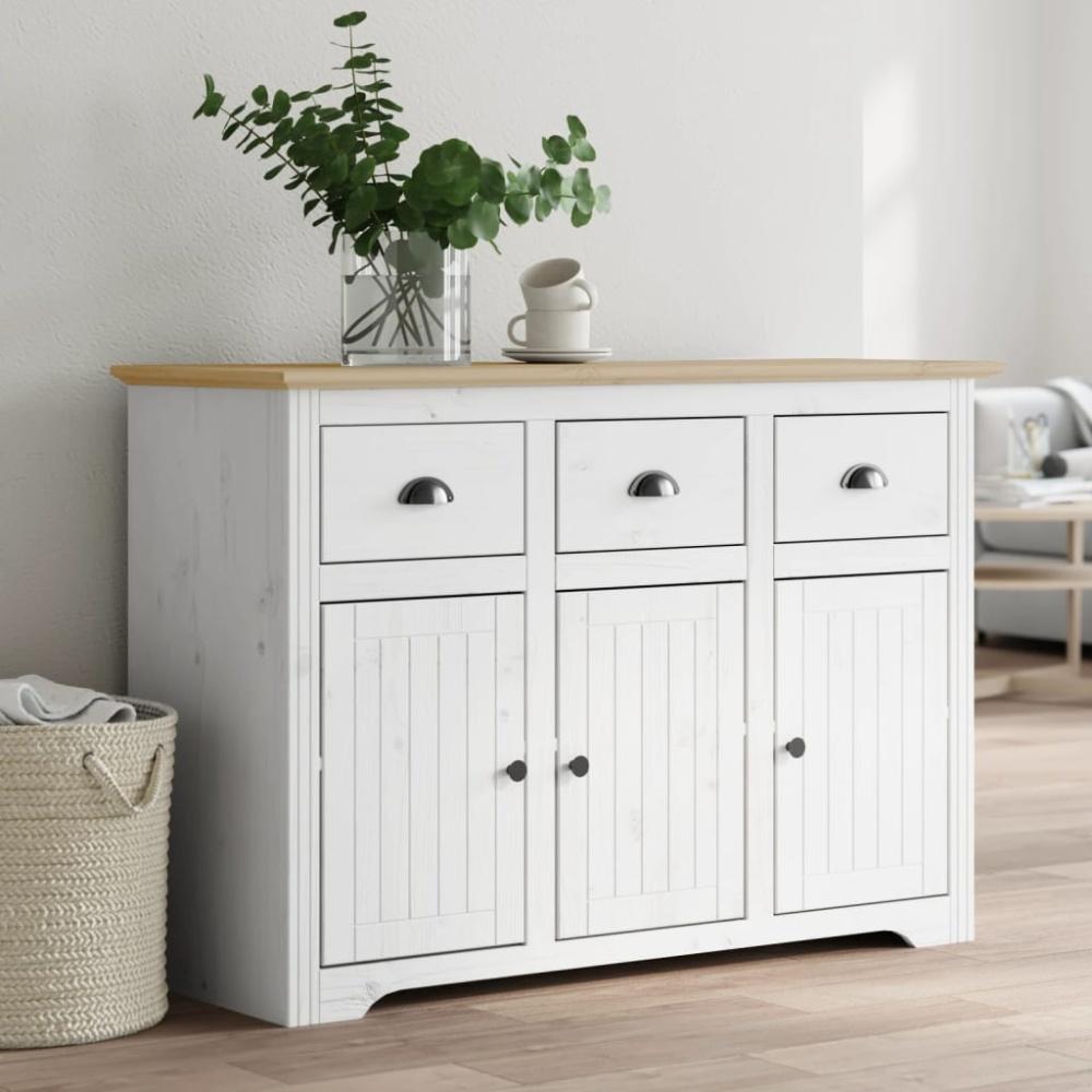 vidaXL Sideboard BODO Weiß und Braun 115x43x79,5 cm Massivholz Kiefer Bild 1