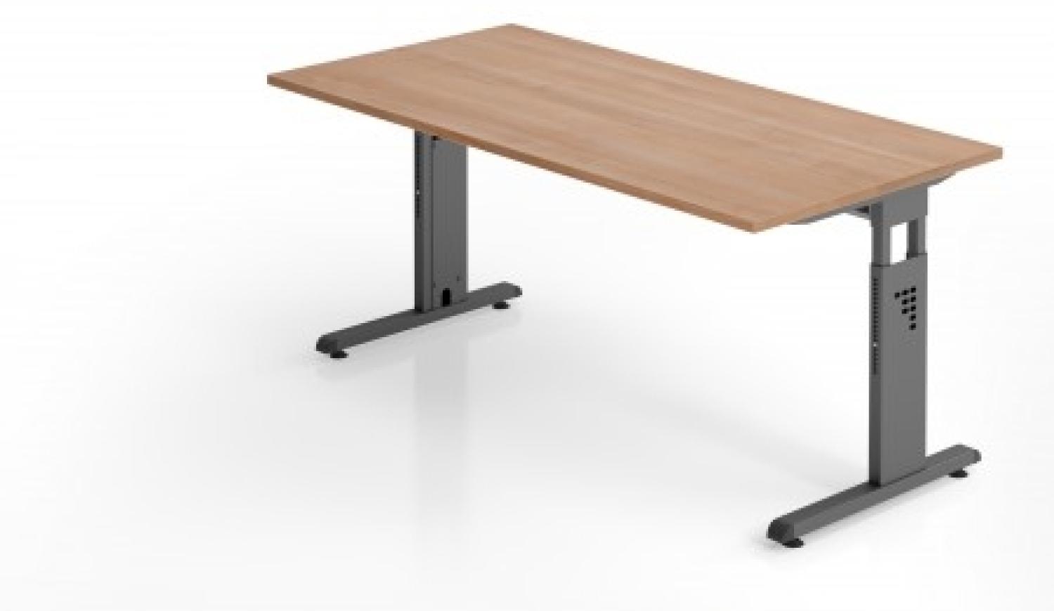 Schreibtisch C-Fuß 160x80cm Nußbaum-Graphit Bild 1
