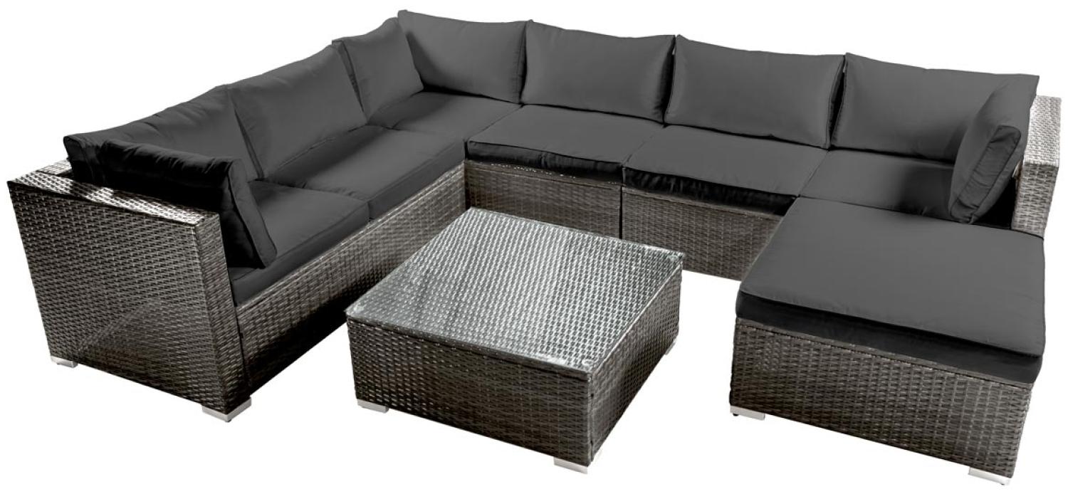 BRAST Gartenmöbel Lounge Sofa Couch Set Luxus Grau Poly-Rattan für 6 Personen Bild 1