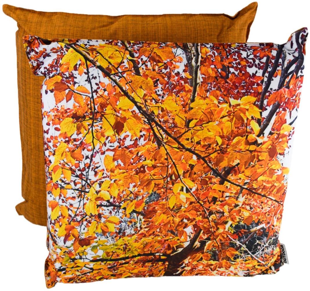 Outdoor Kissen Herbst 45x45x12cm wetterbeständig mit herbstlichen Motiven Blätter-klein Bild 1