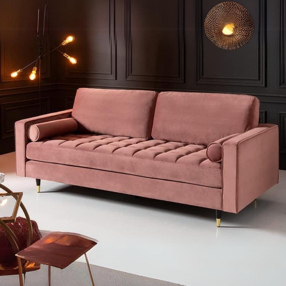 Modernes 3er Sofa 220cm COMFORT alt-rosa Samt Federkern Design Elegant Bild 1