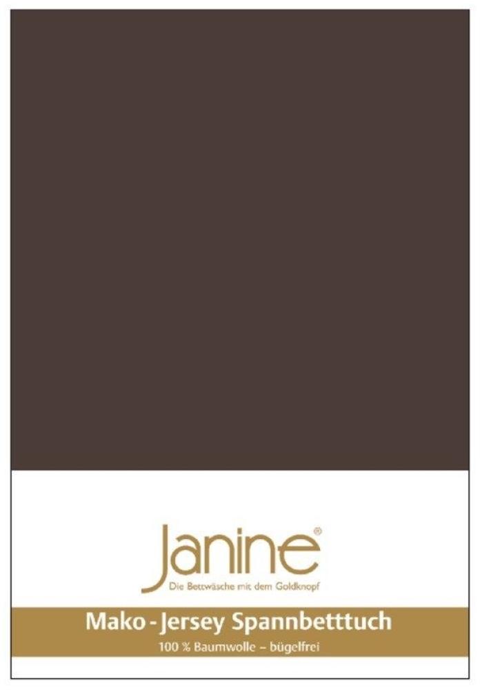Janine Mako-Jersey Spannbetttuch Spannbettlaken 100% naturreine Baumwolle 90-100cm x 190-200cm 87 dunkelbraun Bild 1