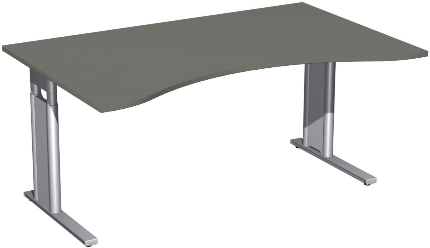 Schreibtisch 'C Fuß Pro' Ergonomieform, höhenverstellbar, 160x100cm, Graphit / Silber Bild 1