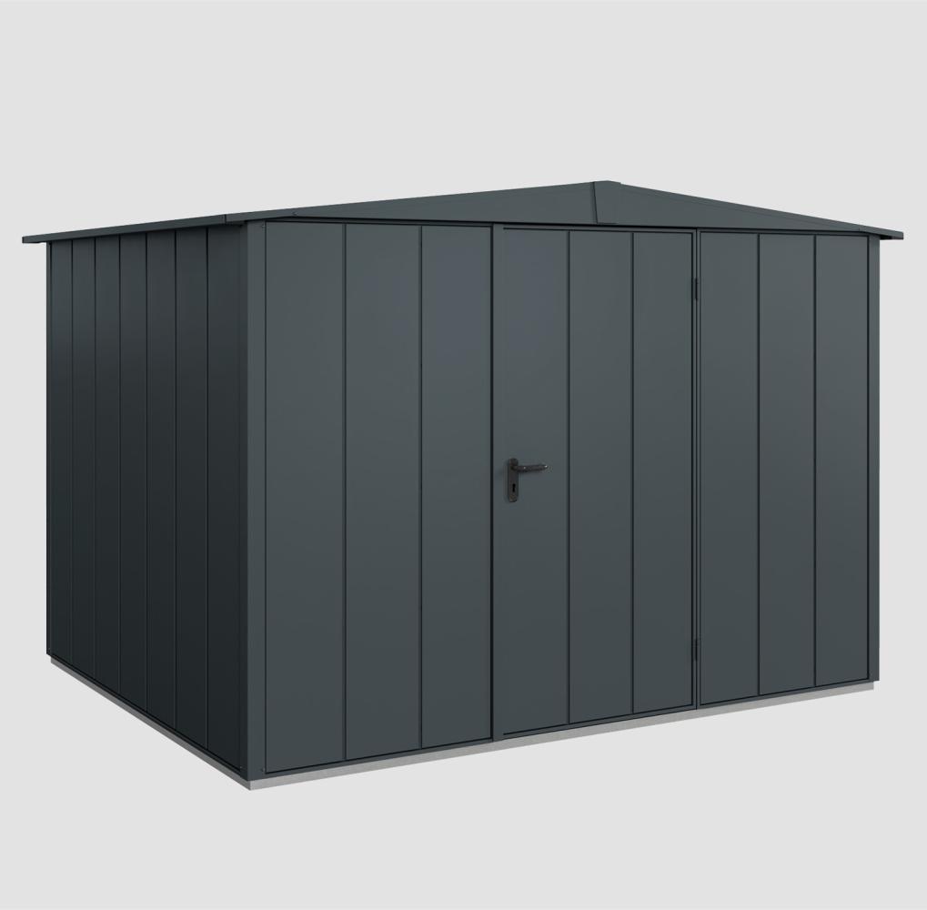 Hörmann Ecostar Aktionsangebot Metall-Gerätehaus Elegant mit Satteldach Typ 3, 238 x 303 cm , anthrazitgrau, 7,2 m²,1-flüglige Tür Bild 1