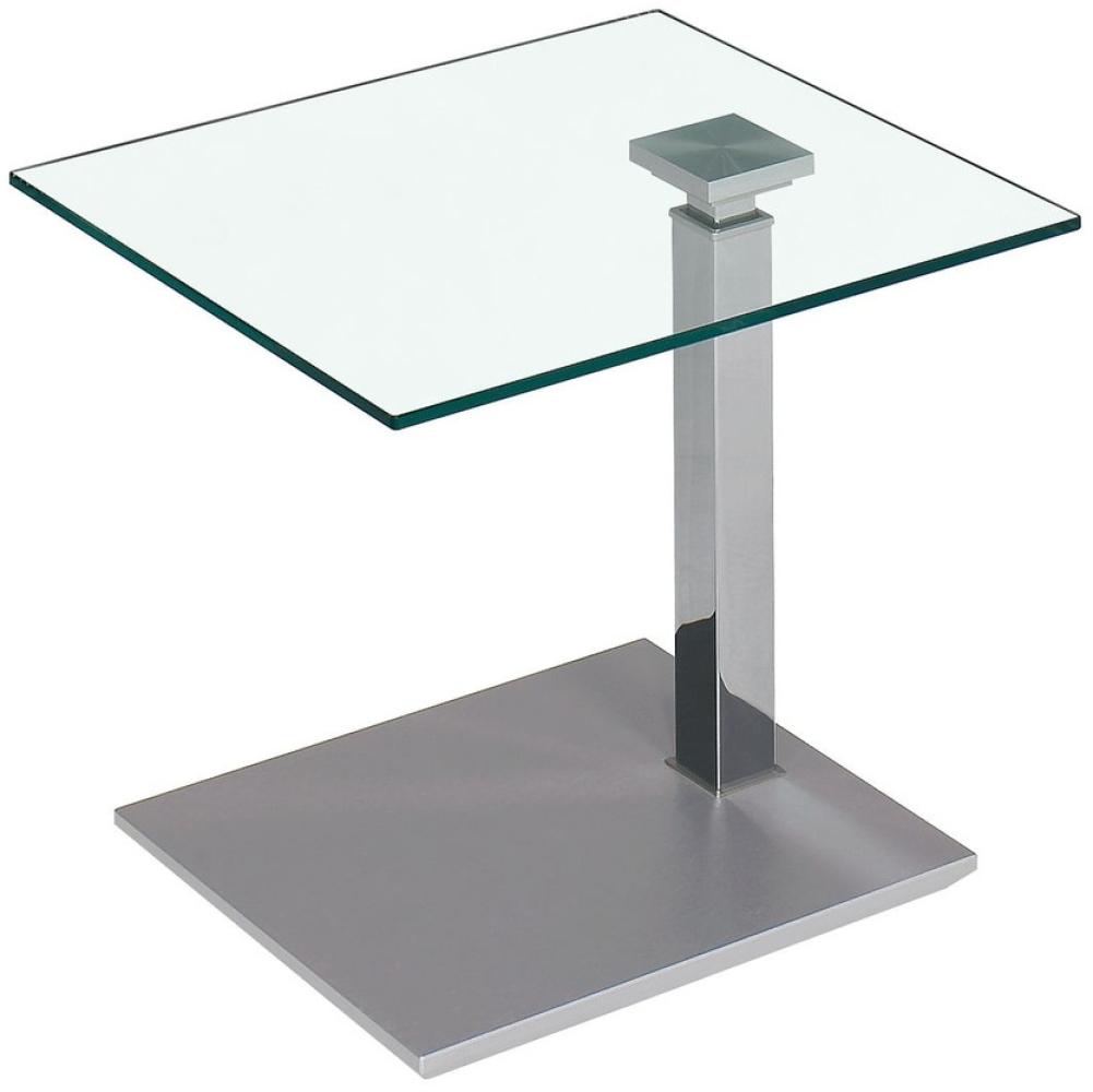 Couchtisch Beistelltisch Glas, Holz und Metall 47x55 cm, Edelstahl Bild 1