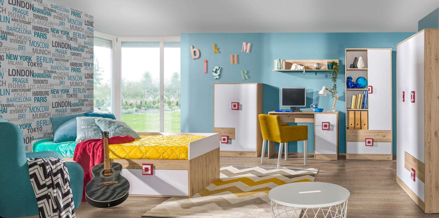 99rooms Nicole III Kinderzimmer-Set Eiche Weiß Rosa Bild 1