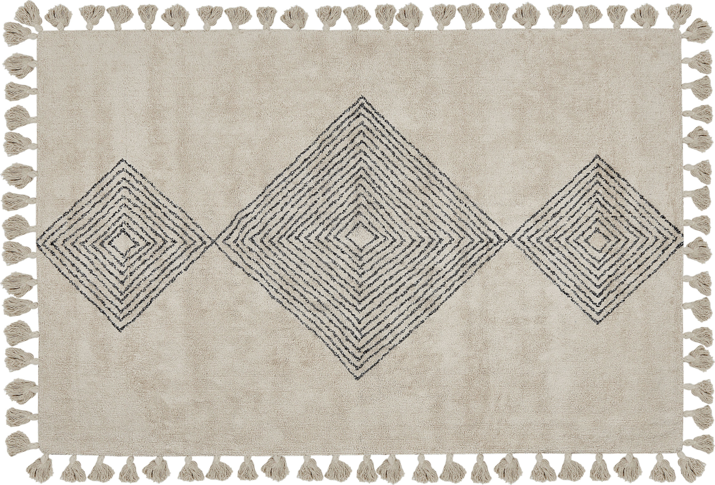 Teppich Baumwolle beige 160 x 230 cm geometrisches Muster Kurzflor BULCUK Bild 1