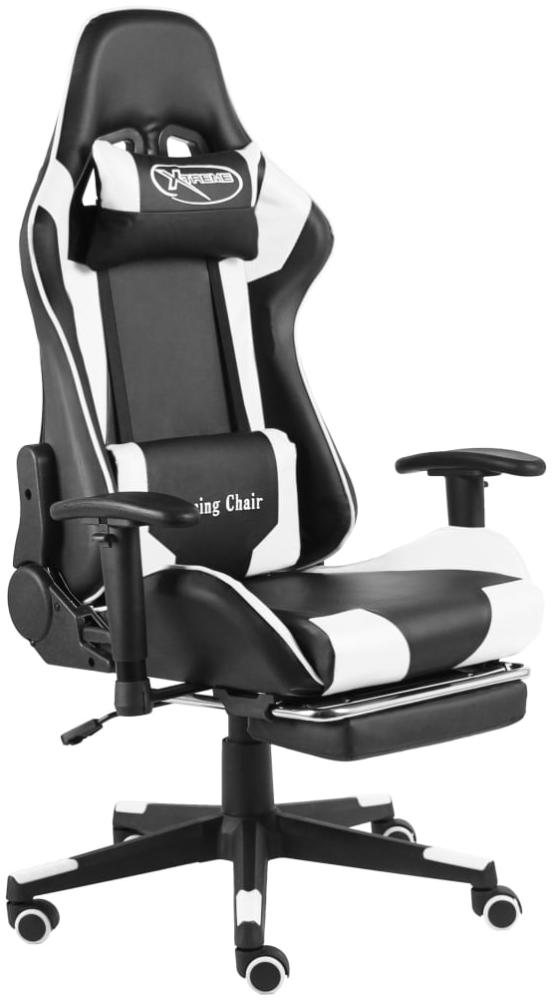 vidaXL Gaming-Stuhl mit Fußstütze Drehbar Weiß PVC [20501] Bild 1