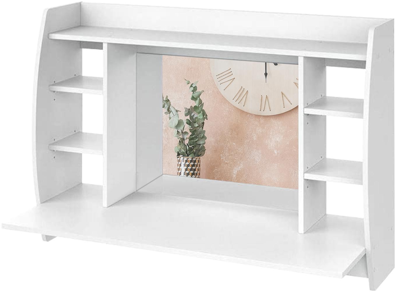 Wandschminktisch mit Spiegel und Hocker 110x75x485 cm Weiß aus MDF Holz ML-Design Bild 1