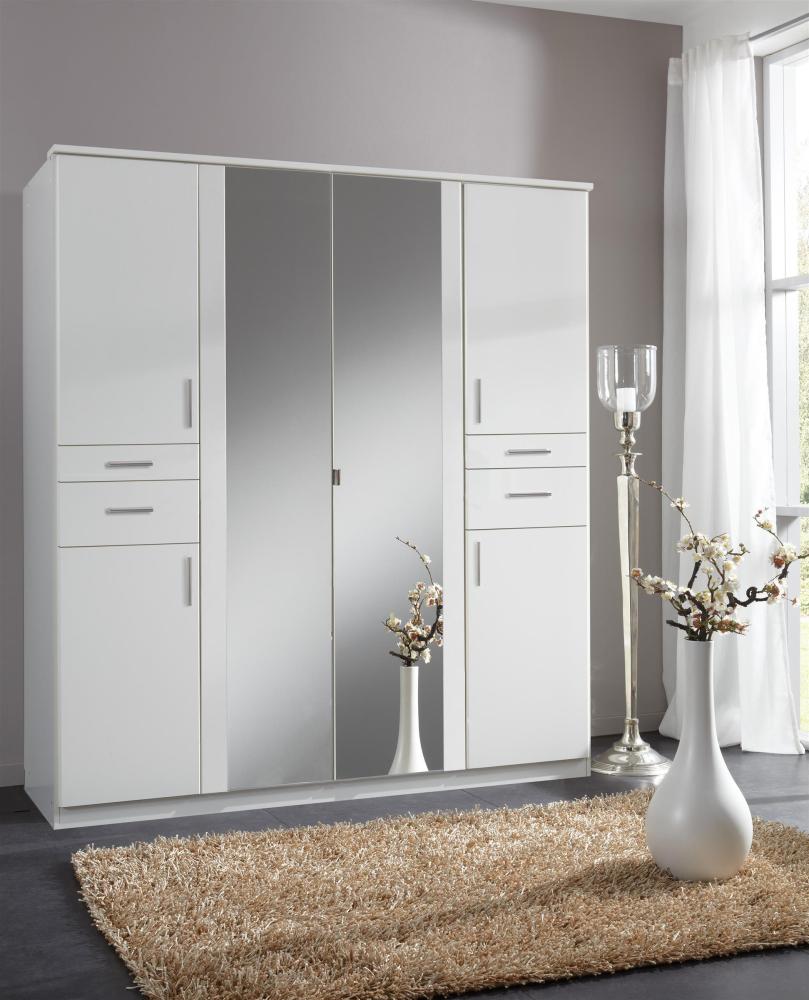 Kleiderschrank >Kalindi IV< in Weiß - 180x198x58cm (BxHxT) Bild 1