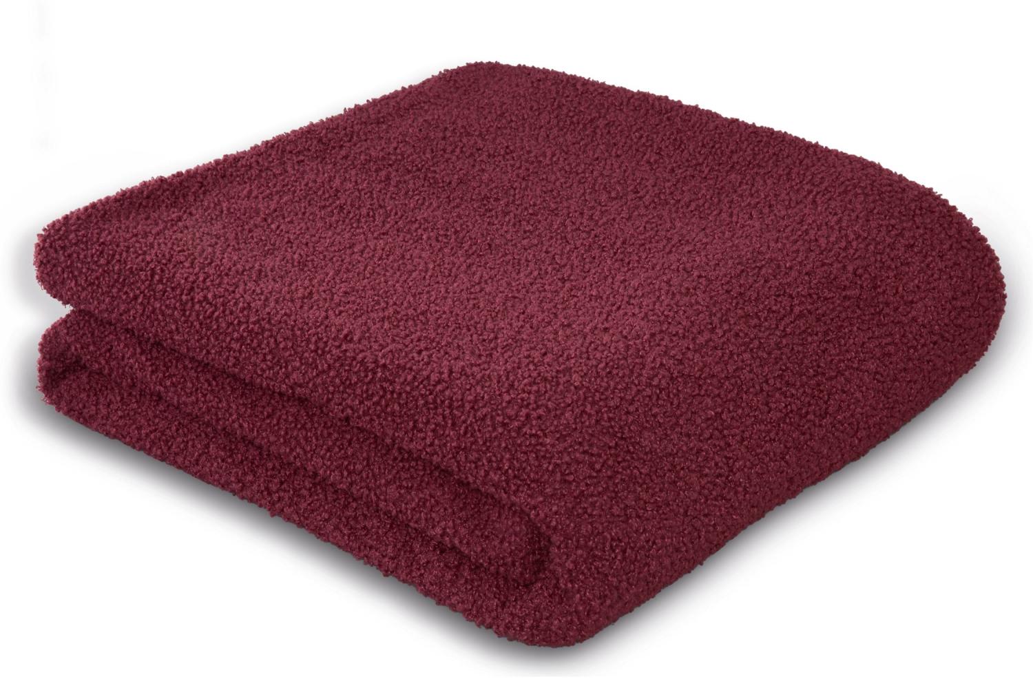 Biederlack Kuscheldecke Plüschdecke 150x200 Teddy berry uni weinrot 812360 Bild 1