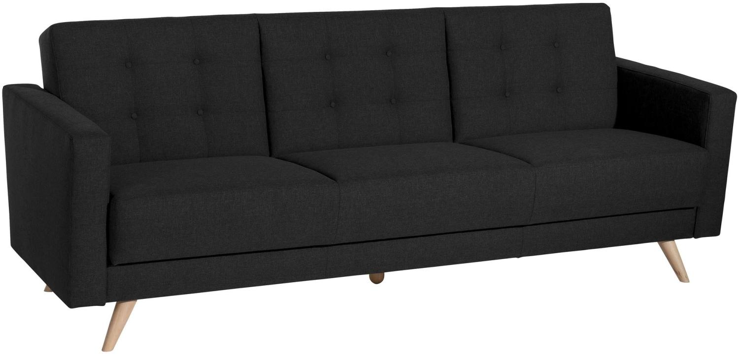 Sofa 3-Sitzer mit Bettfunktion Karisa Bezug Flachgewebe Buche natur / schwarz 21938 Bild 1
