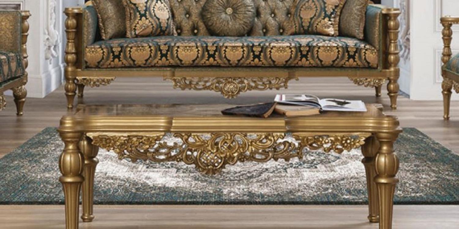 Casa Padrino Luxus Barock Couchtisch Gold - Handgefertigter Massivholz Tisch im Barockstil - Barock Wohnzimmer Möbel - Edel & Prunkvoll Bild 1