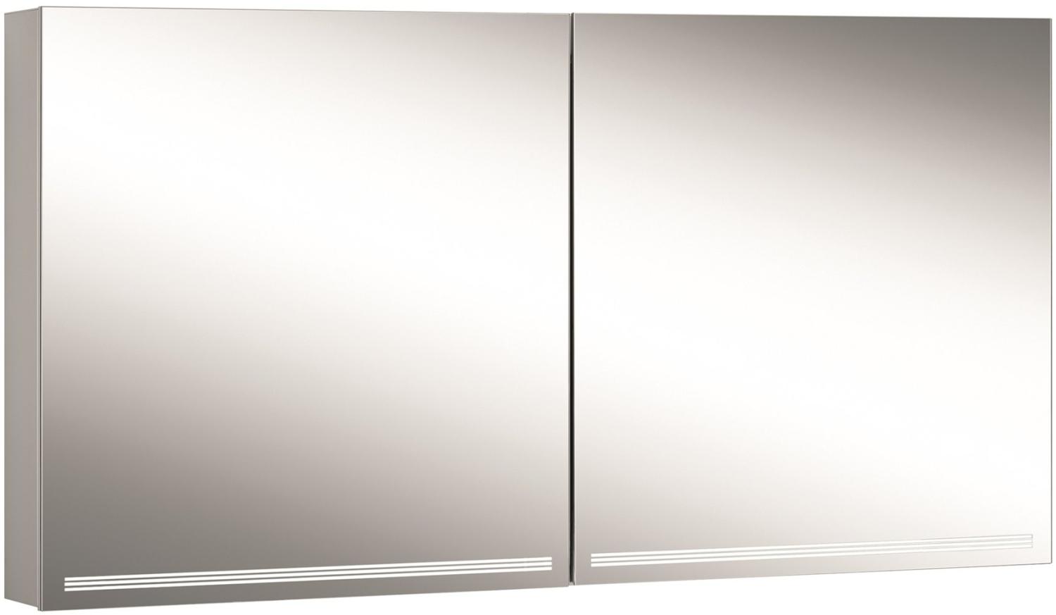 Schneider GRACELINE LED Lichtspiegelschrank, 2 Doppelspiegeltüren, 140x70x12cm, 116. 540, Ausführung: EU-Norm/Korpus silber eloxiert - 116. 540. 02. 50 Bild 1