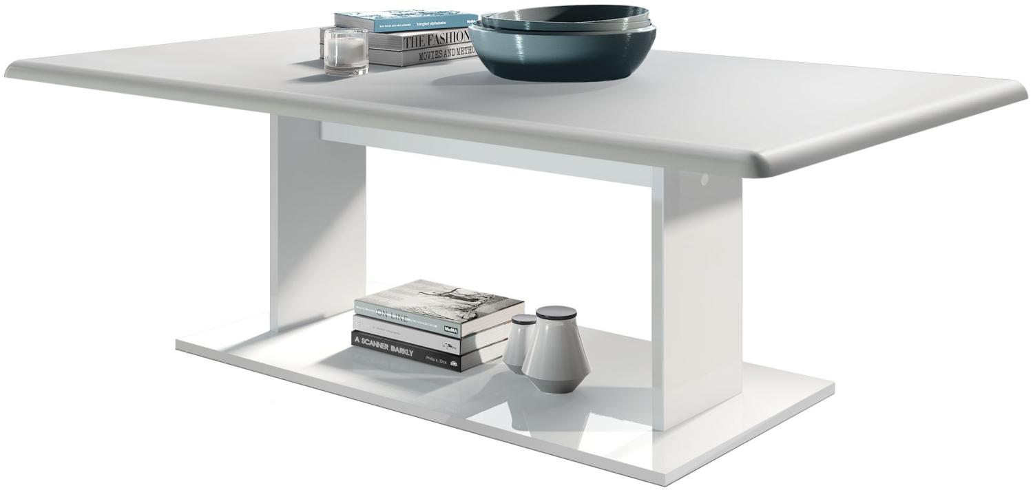 Couchtisch Beistelltisch Wohnzimmertisch Mono in Weiß mit Tischplatte in Weiß matt Bild 1