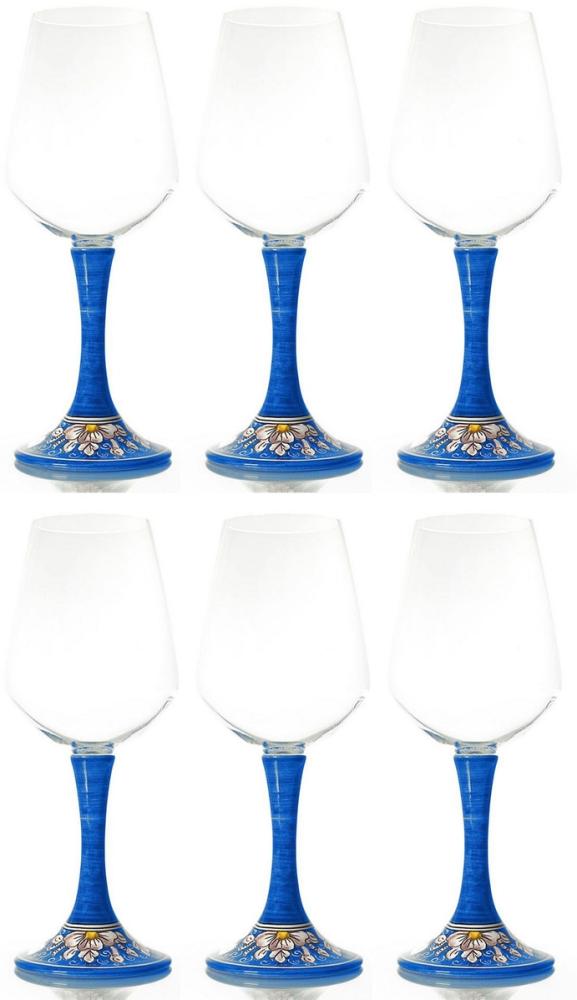 Casa Padrino Luxus Weinglas 6er Set Blau / Mehrfarbig H. 23,5 cm - Handgefertigte & handbemalte Weingläser - Hotel & Restaurant Accessoires - Luxus Qualität - Made in Italy Bild 1
