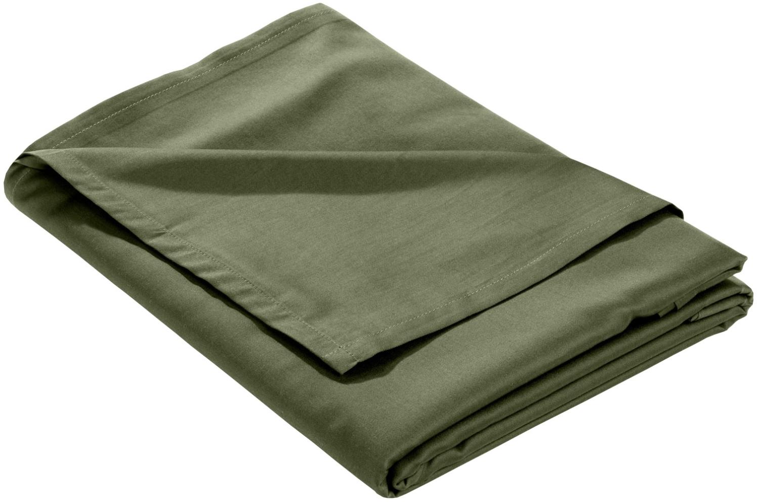 Mako Satin Bettlaken ohne Gummizug dunkelgrün 160x260cm Bild 1