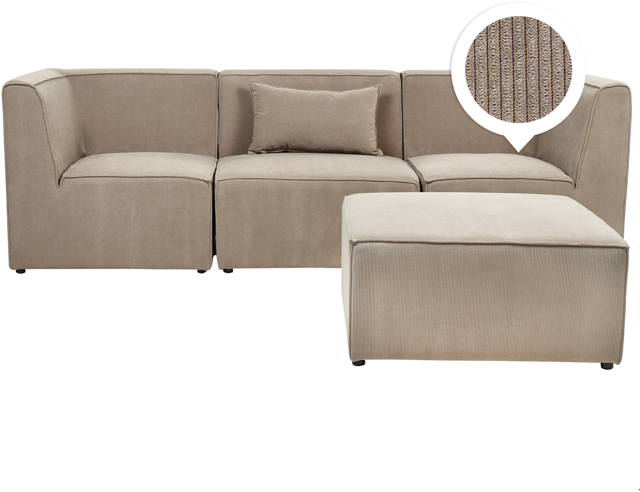 3-Sitzer Sofa Cord taupe mit Ottomane LEMVIG Bild 1