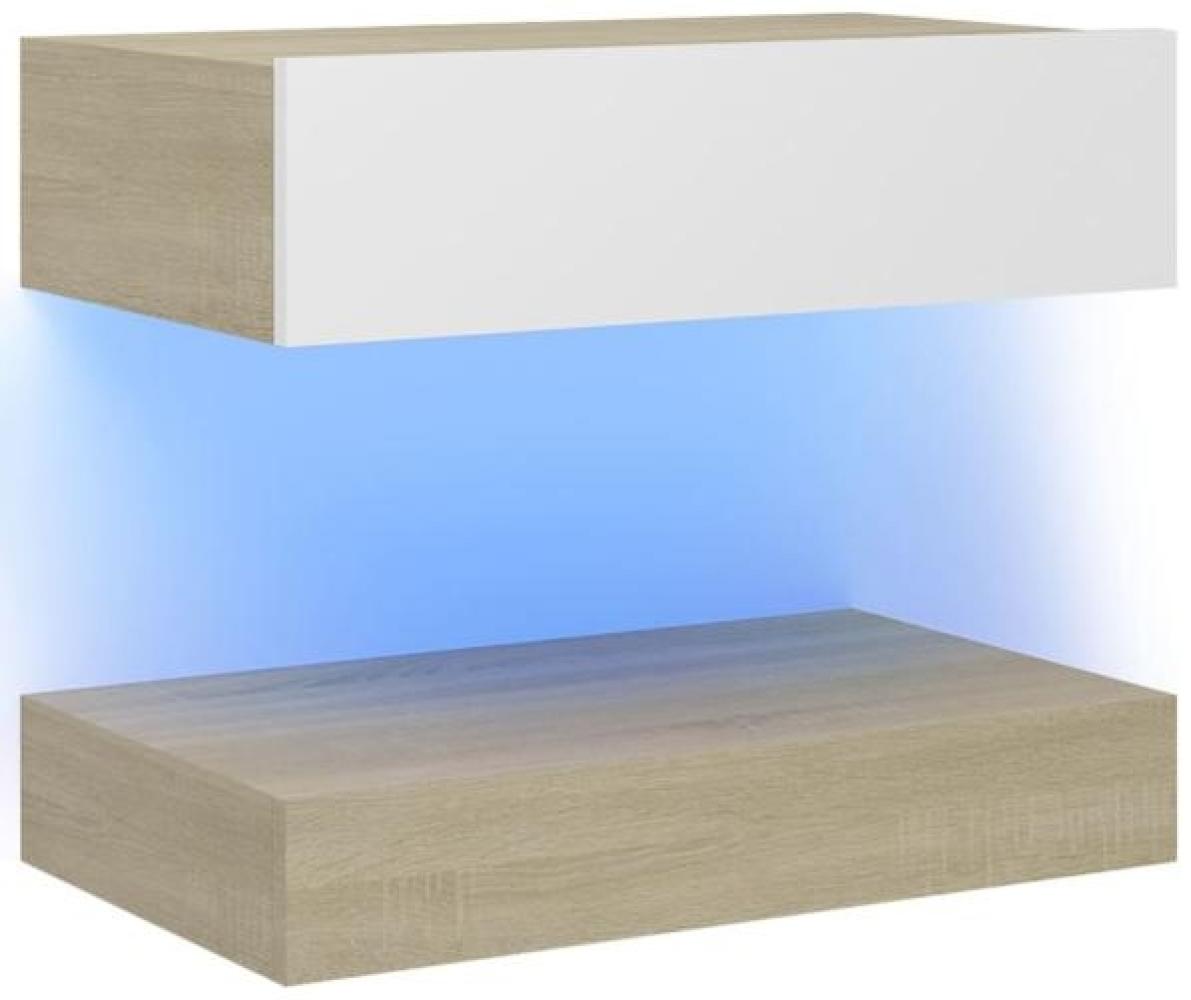 vidaXL TV-Schrank mit LED-Leuchten Weiß Sonoma-Eiche 60x35 cm Bild 1