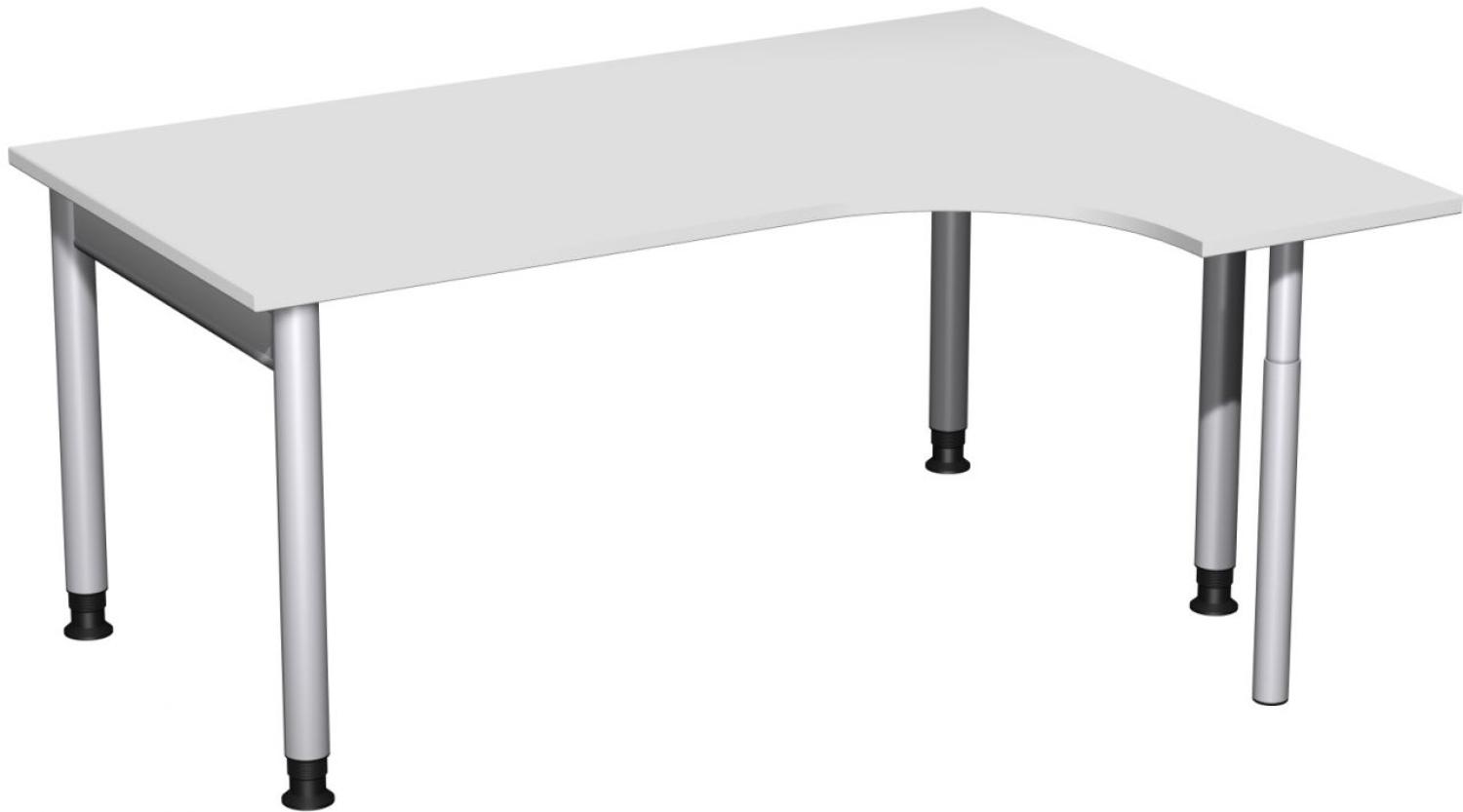 PC-Schreibtisch '4 Fuß Pro' rechts, höhenverstellbar, 160x120cm, Lichtgrau / Silber Bild 1