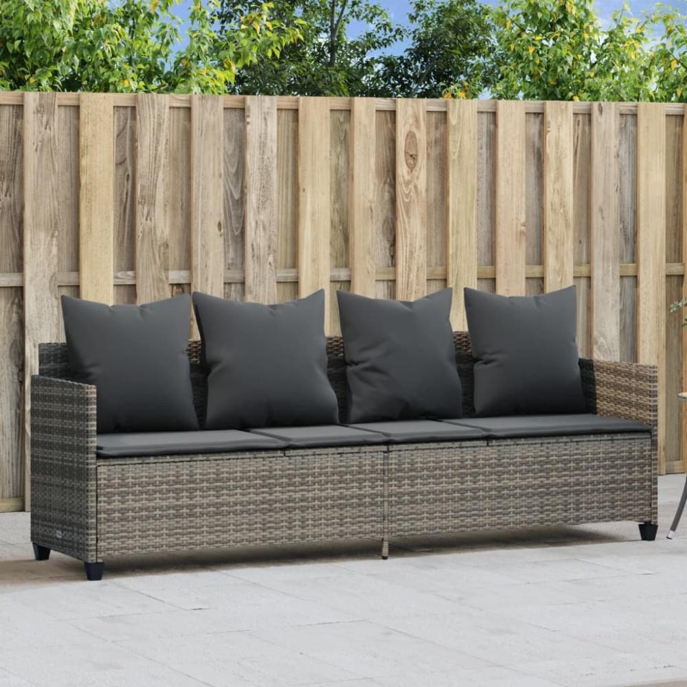 vidaXL Sonnenliege mit Kissen Grau Poly Rattan Bild 1