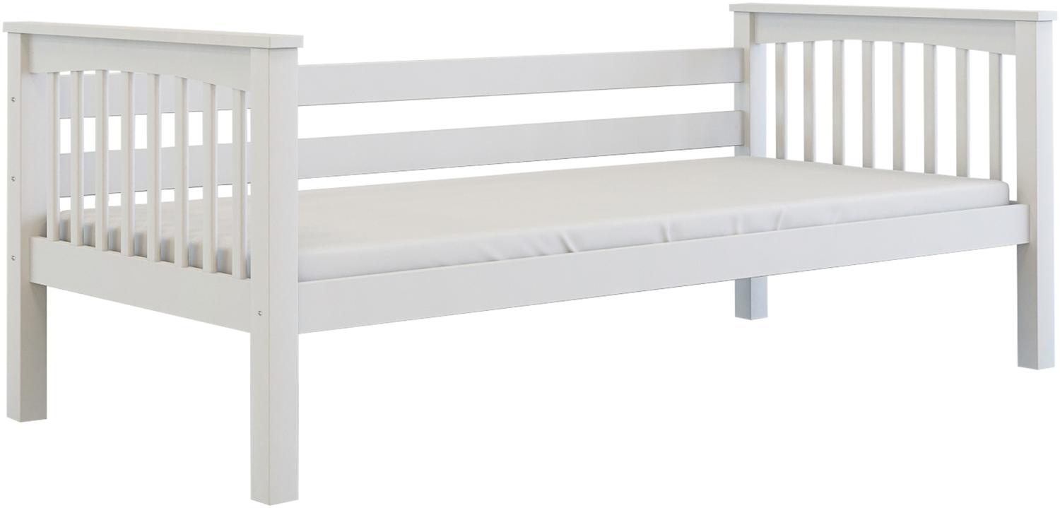 Polini-Kids 'Lea' Sofabett mit Zusatzbett-Bettkasten, massives Buchenholz weiß, 90 x 200 cm Bild 1