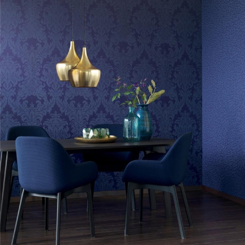 Casa Padrino Barock Textiltapete Blau 10,05 x 0,53 m - Wohnzimmer Tapete - Deko Accessoires Bild 1