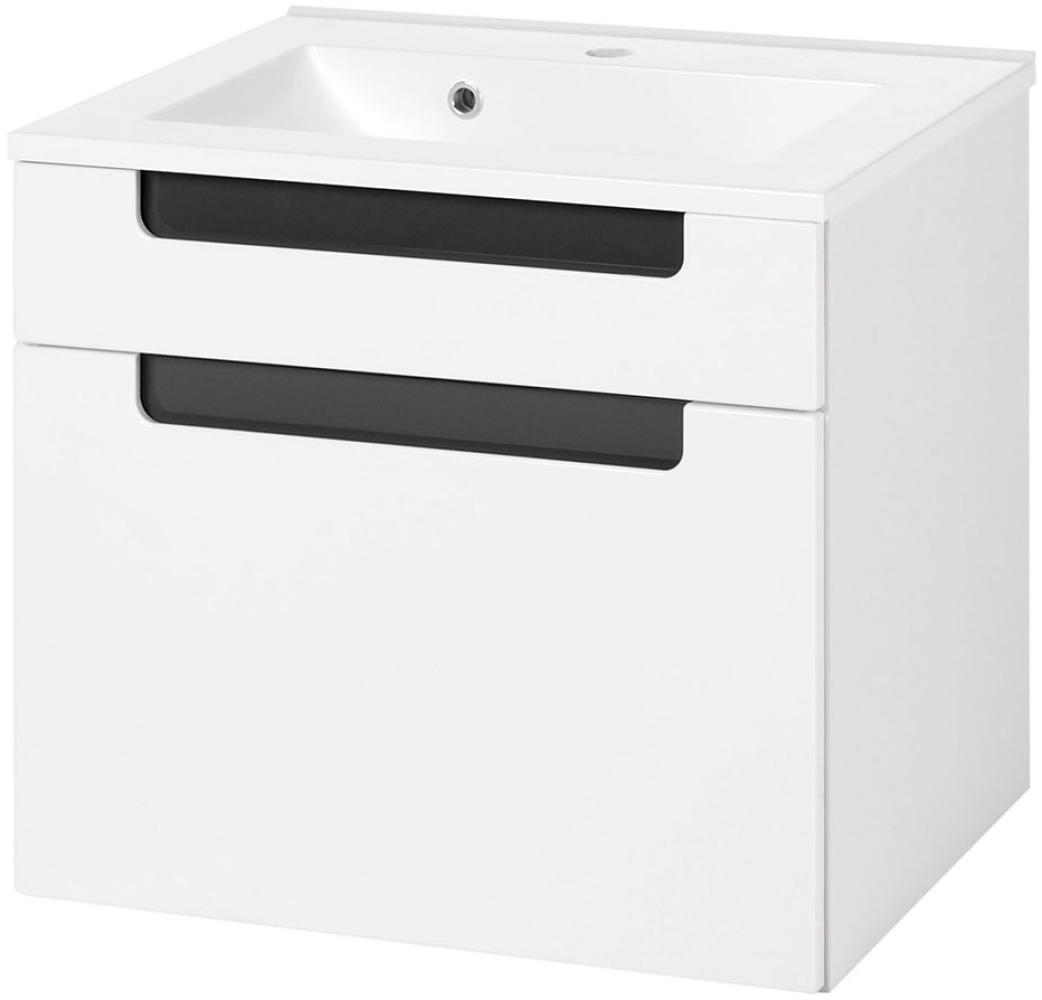 Waschtisch-Set >Siena< in Weiß/Hochglanz aus MDF - 60x54x47cm (BxHxT) Bild 1