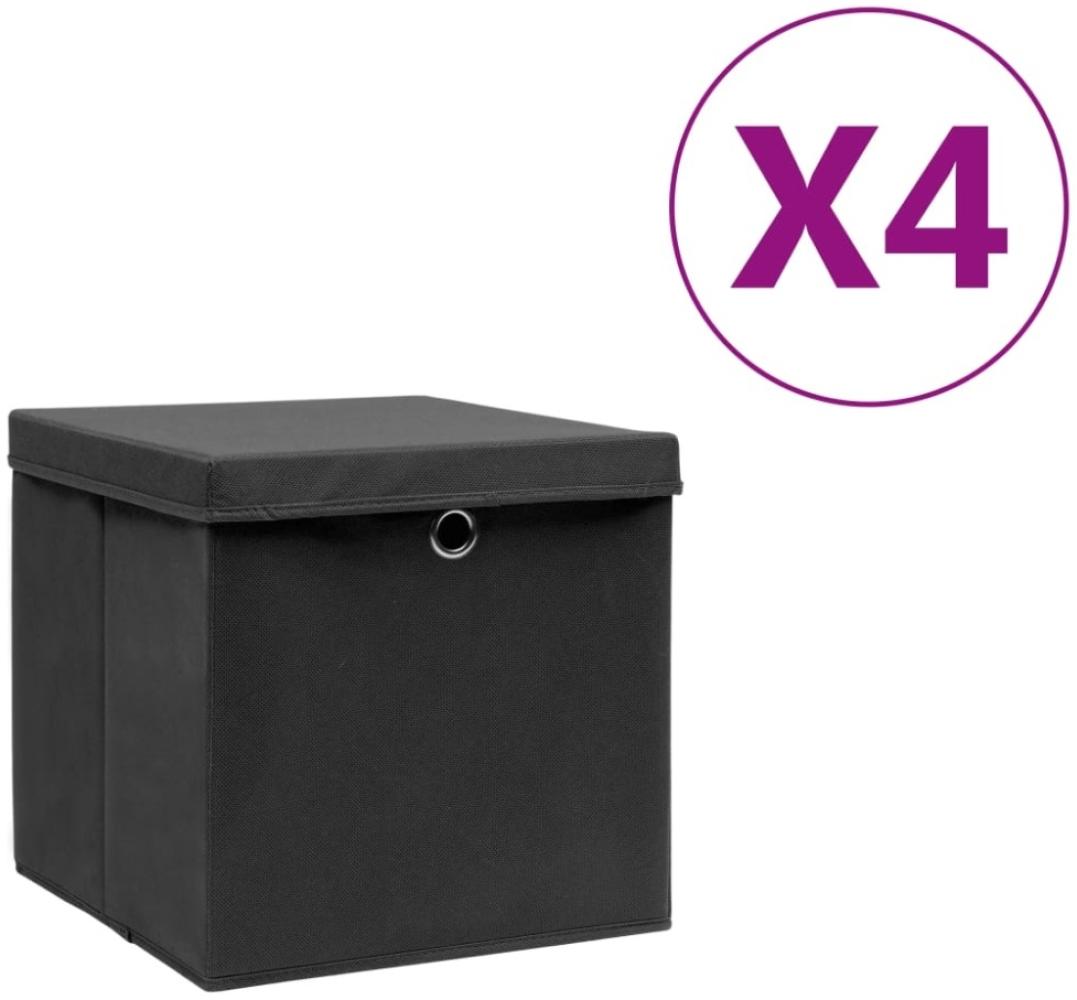 vidaXL Aufbewahrungsboxen mit Deckeln 4 Stk. 28x28x28 cm Schwarz Bild 1