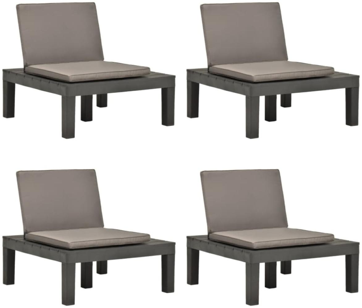 Gartenstühle mit Auflagen 4 Stk. Kunststoff Anthrazit Bild 1