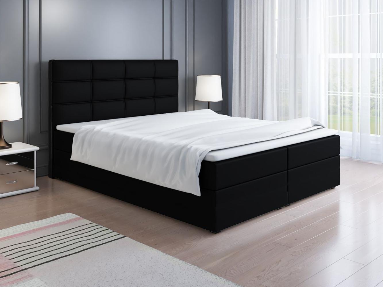 Boxspringbett Schlafzimmerbett ARNAU 180x200cm in Kunstleder Soft Schwarz Bild 1