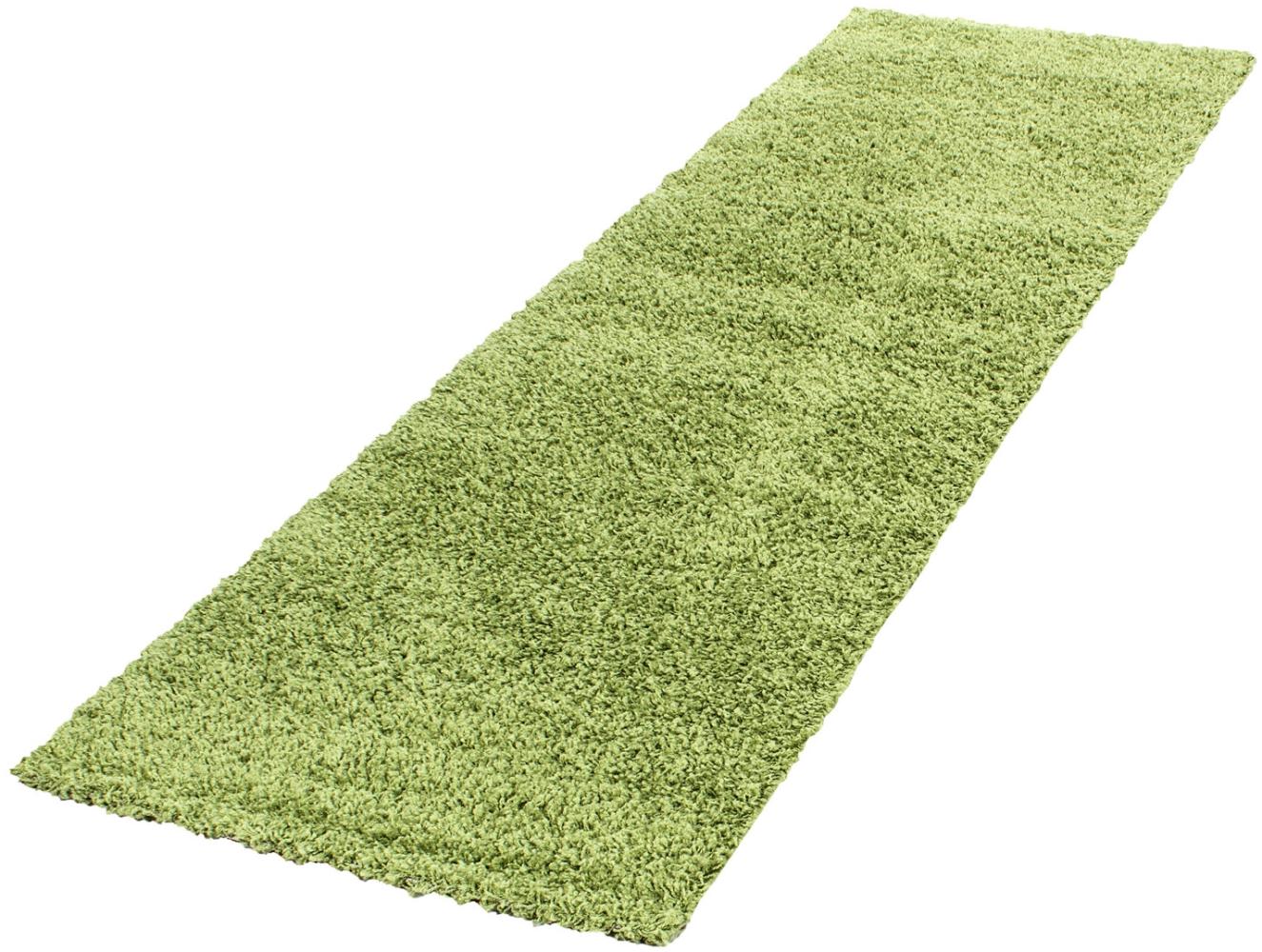 Hochflor Teppich Lux Läufer - 80x250 cm - Grün Bild 1