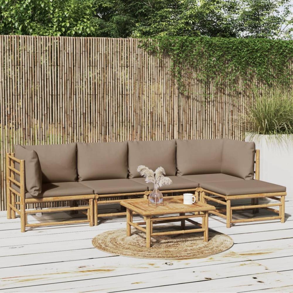 vidaXL 6-tlg. Garten-Lounge-Set mit Kissen Taupe Bambus Bild 1