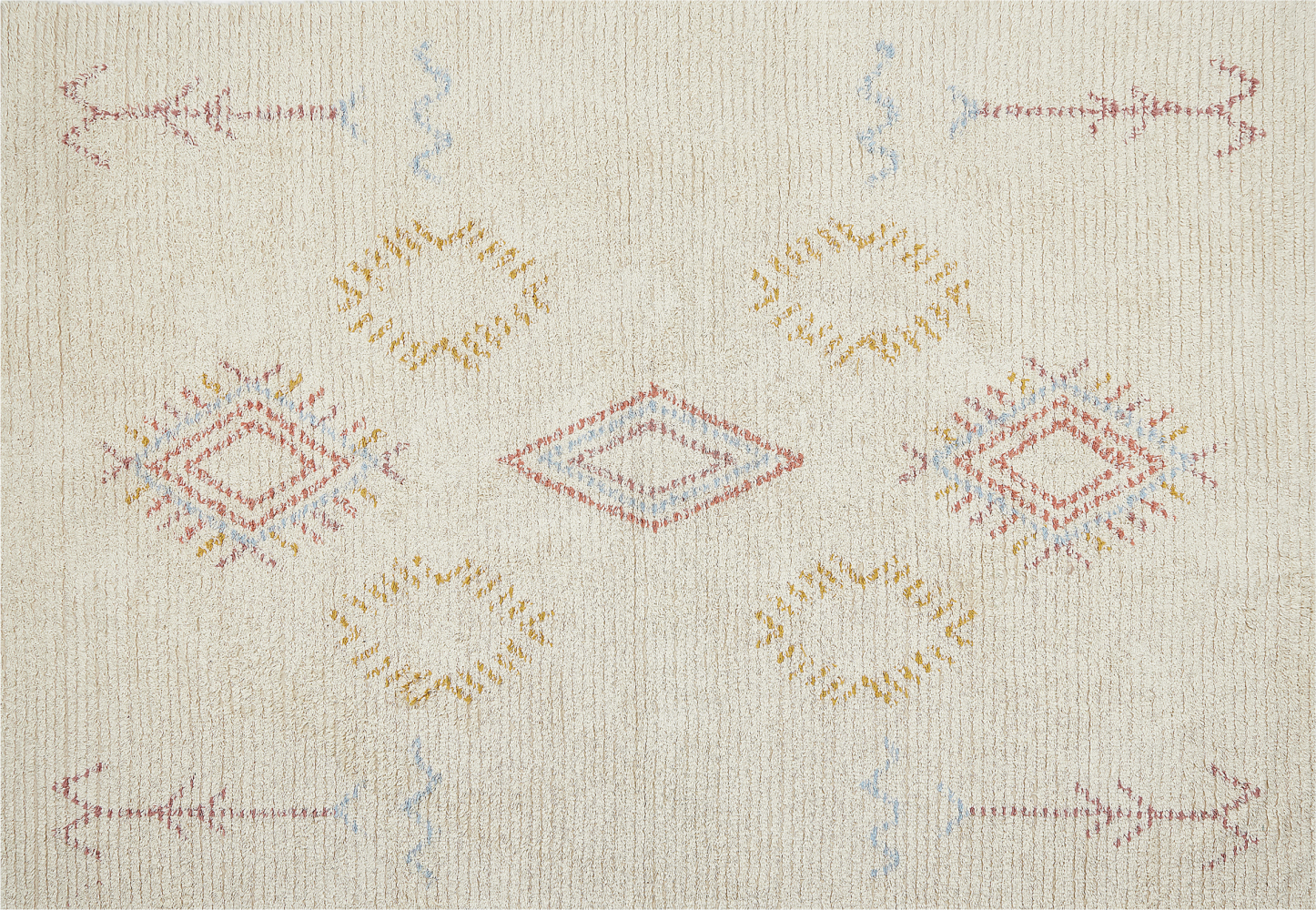 Teppich Baumwolle beige 140 x 200 cm geometrisches Muster Kurzflor BETTIAH Bild 1