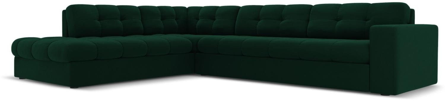 Micadoni 5-Sitzer Samtstoff Ecke links Sofa Justin | Bezug Bottle Green | Beinfarbe Black Plastic Bild 1