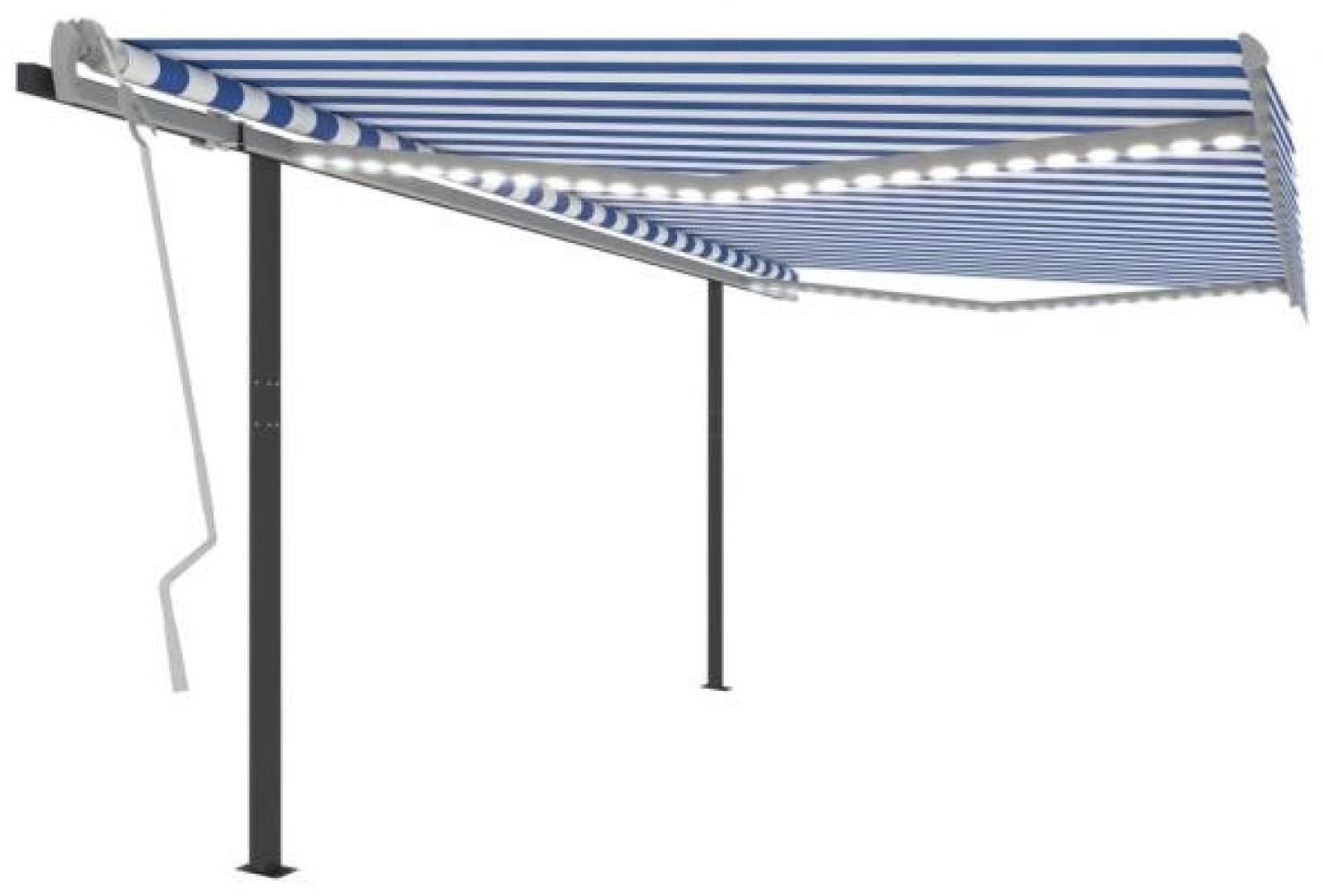 Gelenkarmmarkise Einziehbar mit LED 4,5x3,5 m Blau und Weiß Bild 1