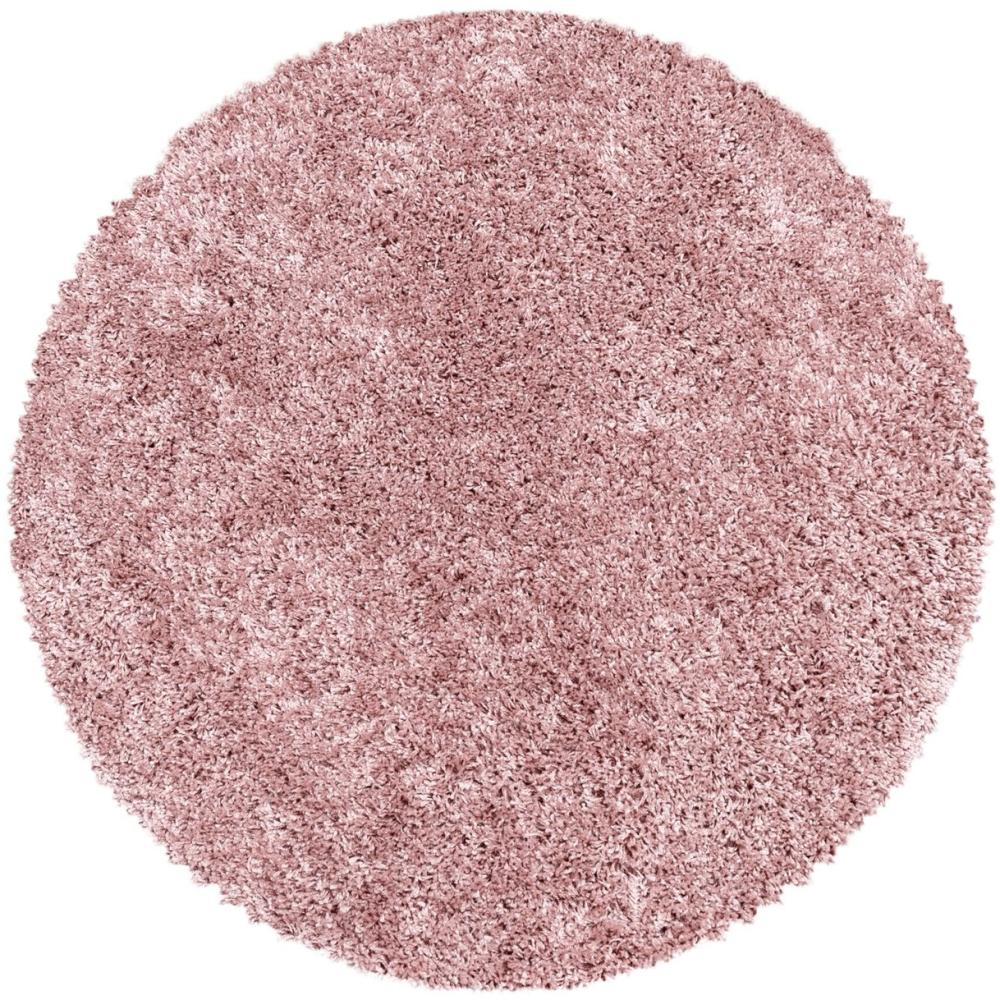 Hochflor Teppich Sima rund - 160 cm Durchmesser - Rosa Bild 1