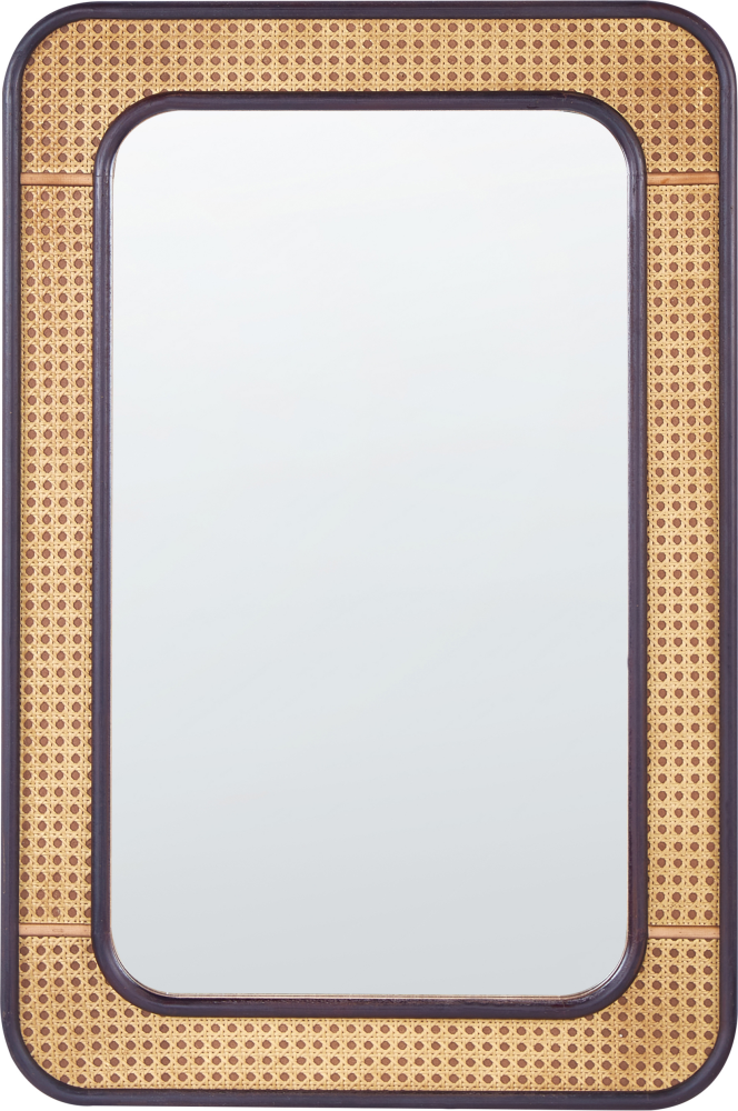 Wandspiegel heller Holzfarbton schwarz rechteckig 60 x 90 cm BERNAS Bild 1