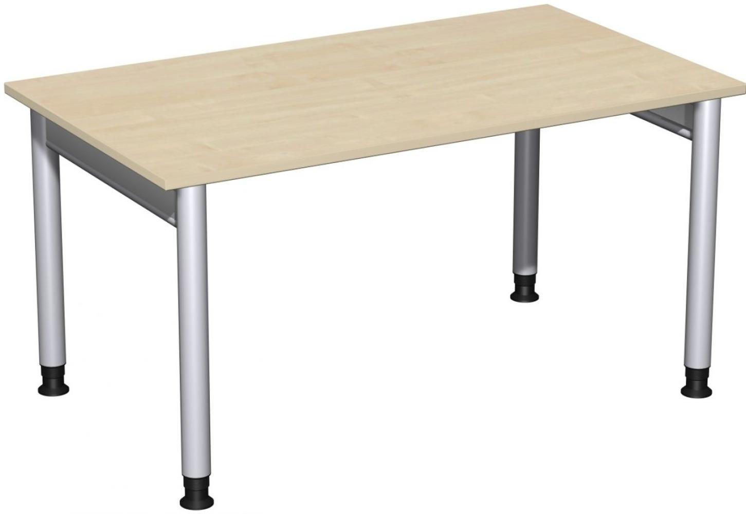 Schreibtisch '4 Fuß Pro' höhenverstellbar, 140x80cm, Ahorn / Silber Bild 1