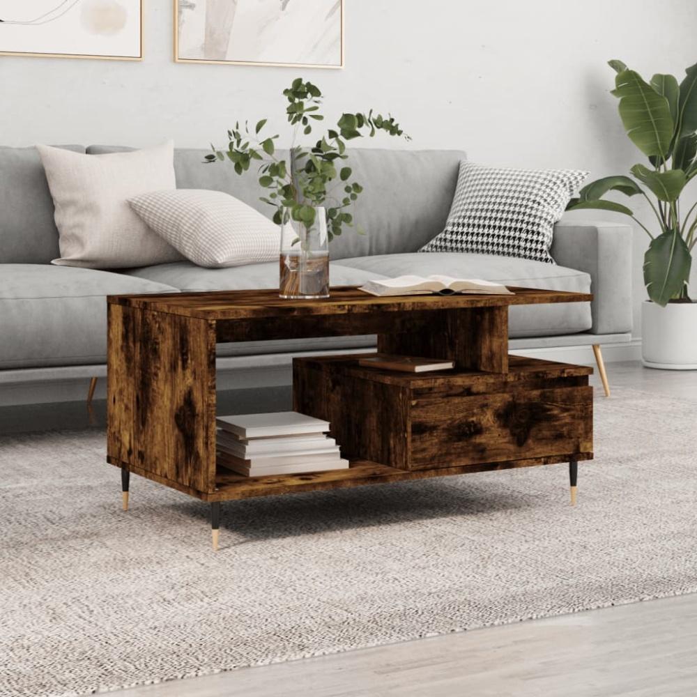 vidaXL Couchtisch Räuchereiche 90x49x45 cm Holzwerkstoff Bild 1