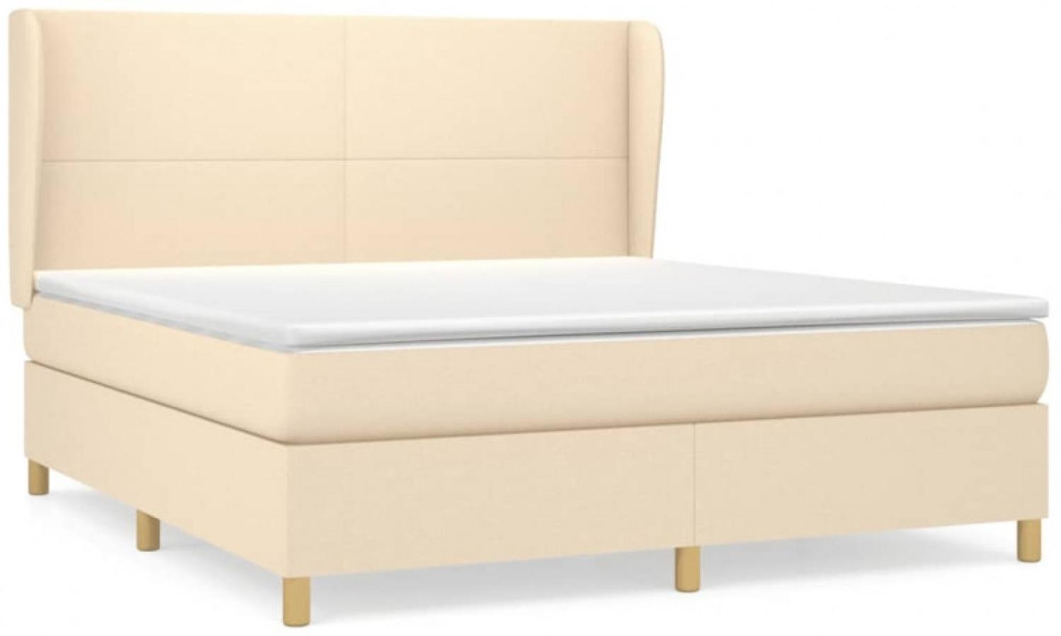 Boxspringbett mit Matratze Stoff Creme 160 x 200 cm Bild 1