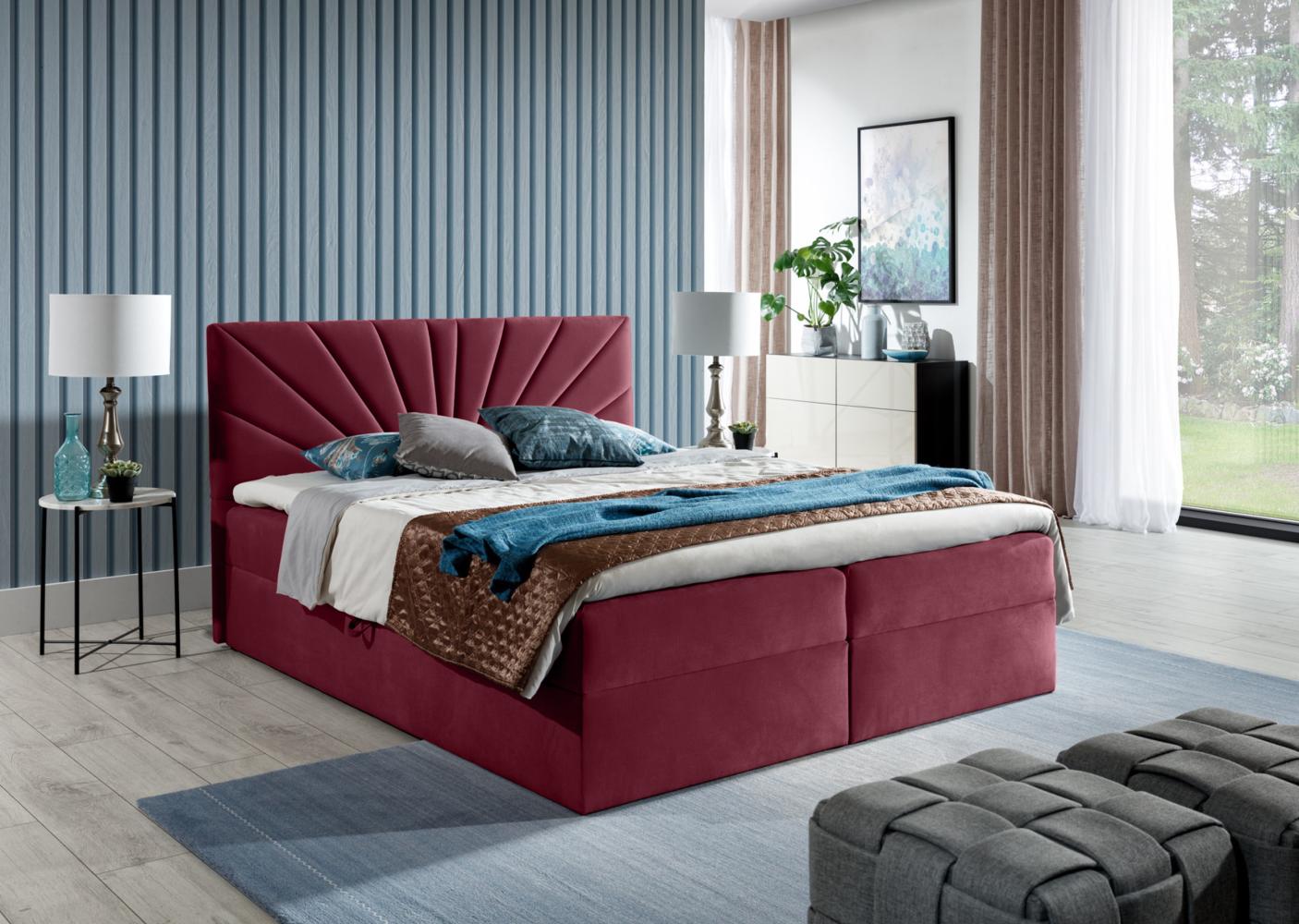 Stylefy 'Zenturio' Boxspringbett, Velours Royal Velvet Bordeaux 160 x 200 cm Bild 1