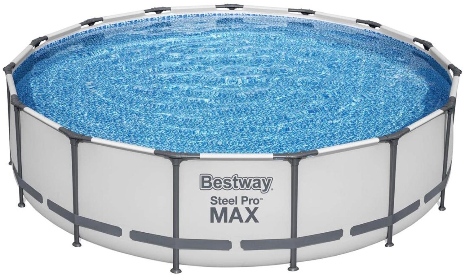 Steel Pro MAX™ Frame Pool Komplett-Set mit Filterpumpe Ø 457 x 107 cm, lichtgrau, rund Bild 1