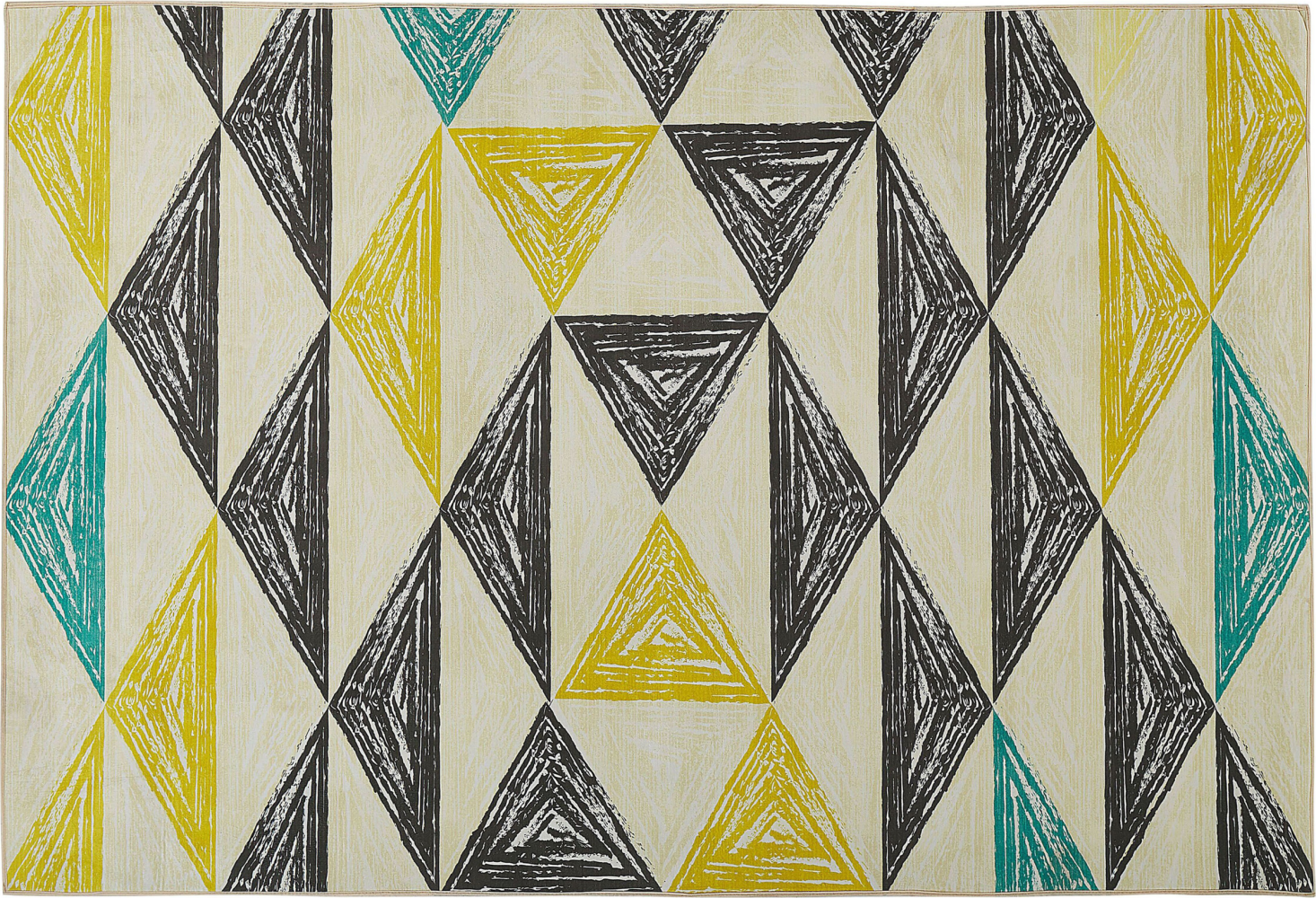 Teppich grau-gelb-mintgrün Dreieckmuster 140 x 200 cm KALEN Bild 1