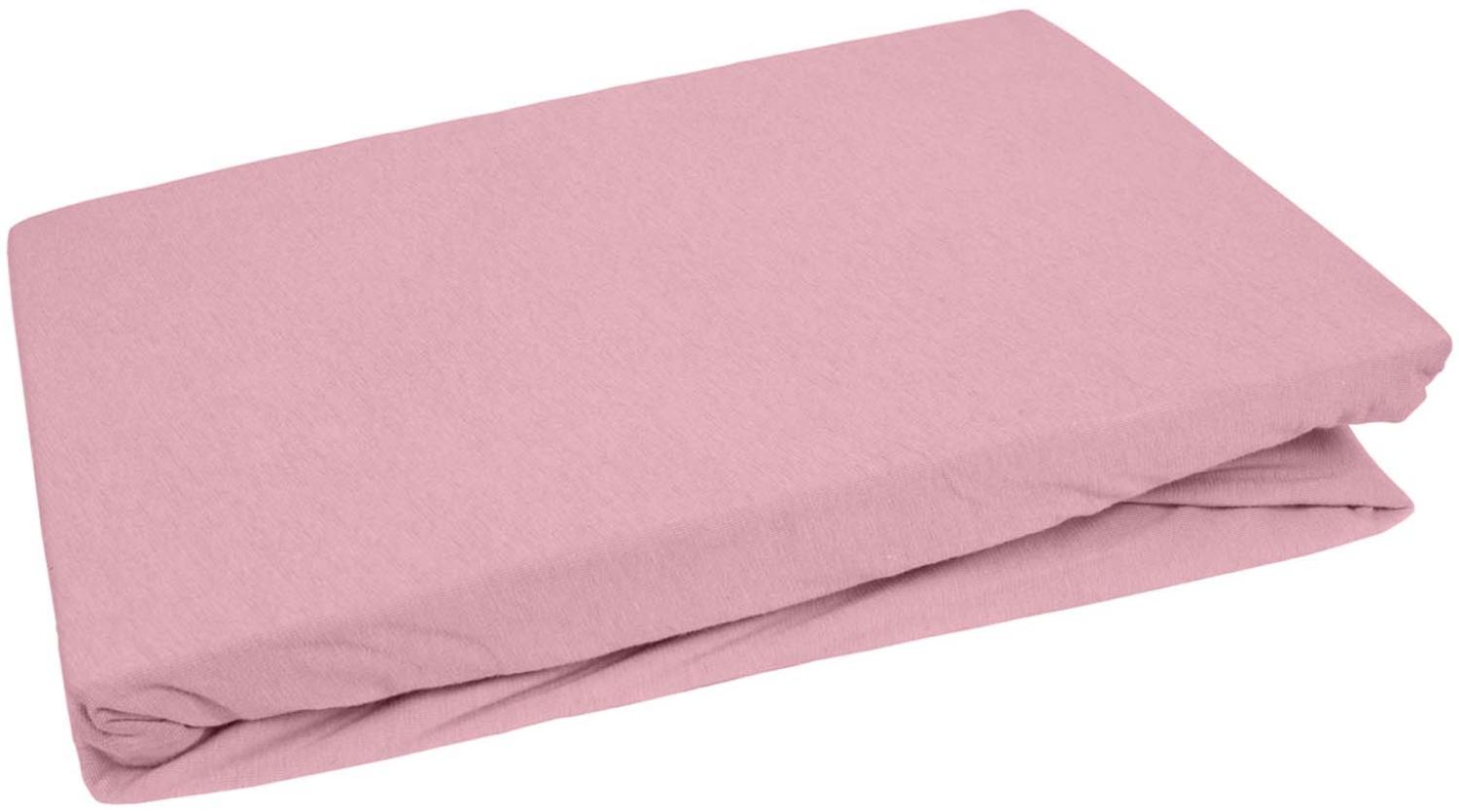 Bettwaesche-mit-Stil Jersey Spannbettlaken kreide rosa 90 – 100 x200cm Höhe bis 20cm Bild 1