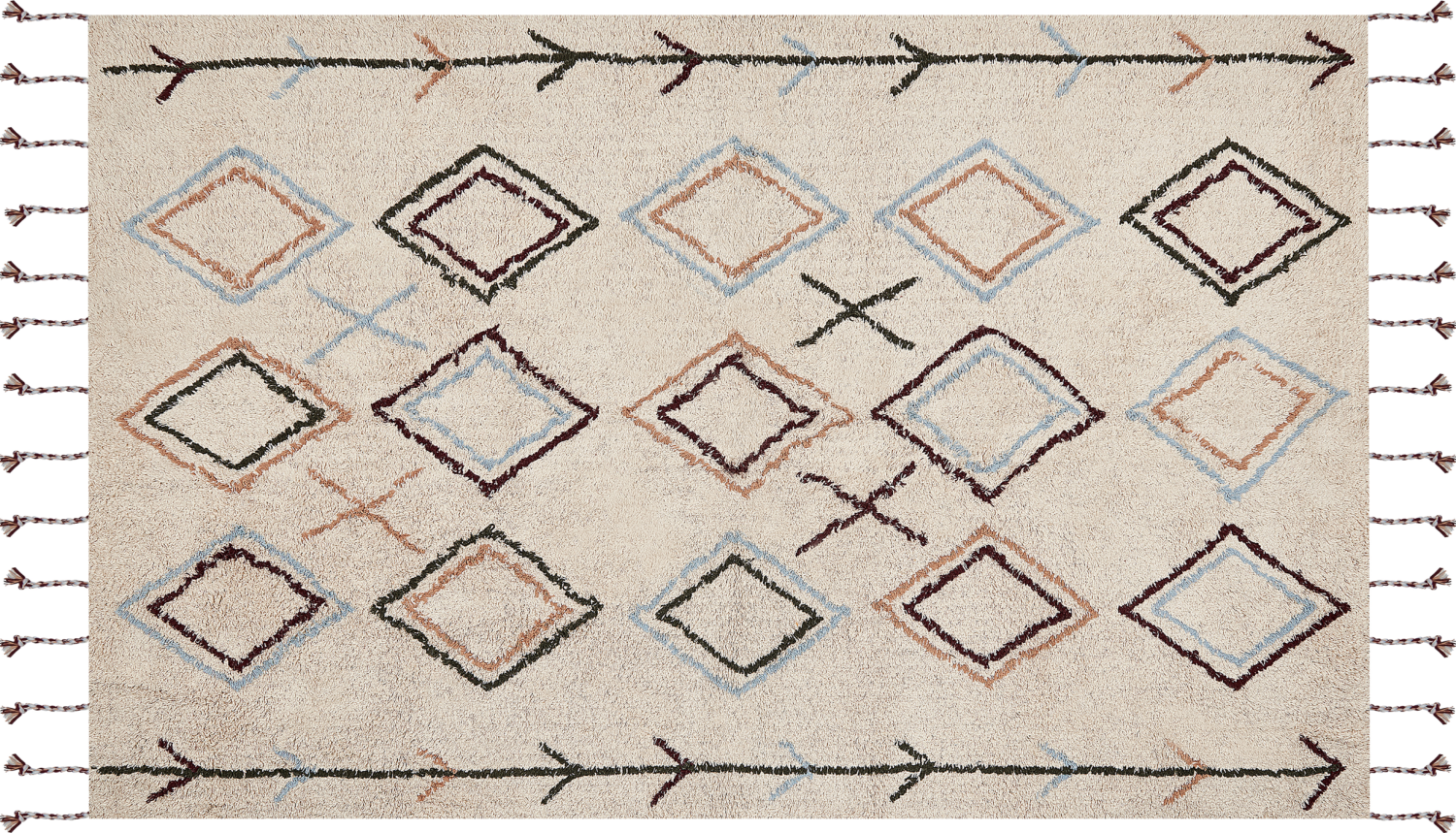 Teppich Baumwolle beige 140 x 200 cm geometrisches Muster CORUM Bild 1