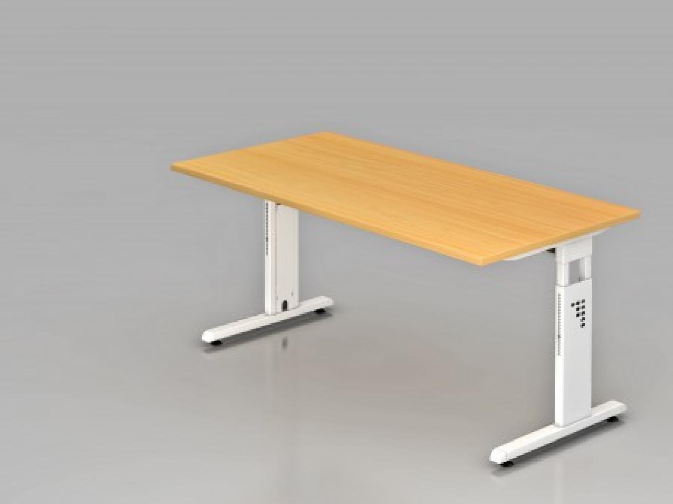Schreibtisch OS16 C-Fuß 160x80cm Ahorn Gestellfarbe: Weiß Bild 1